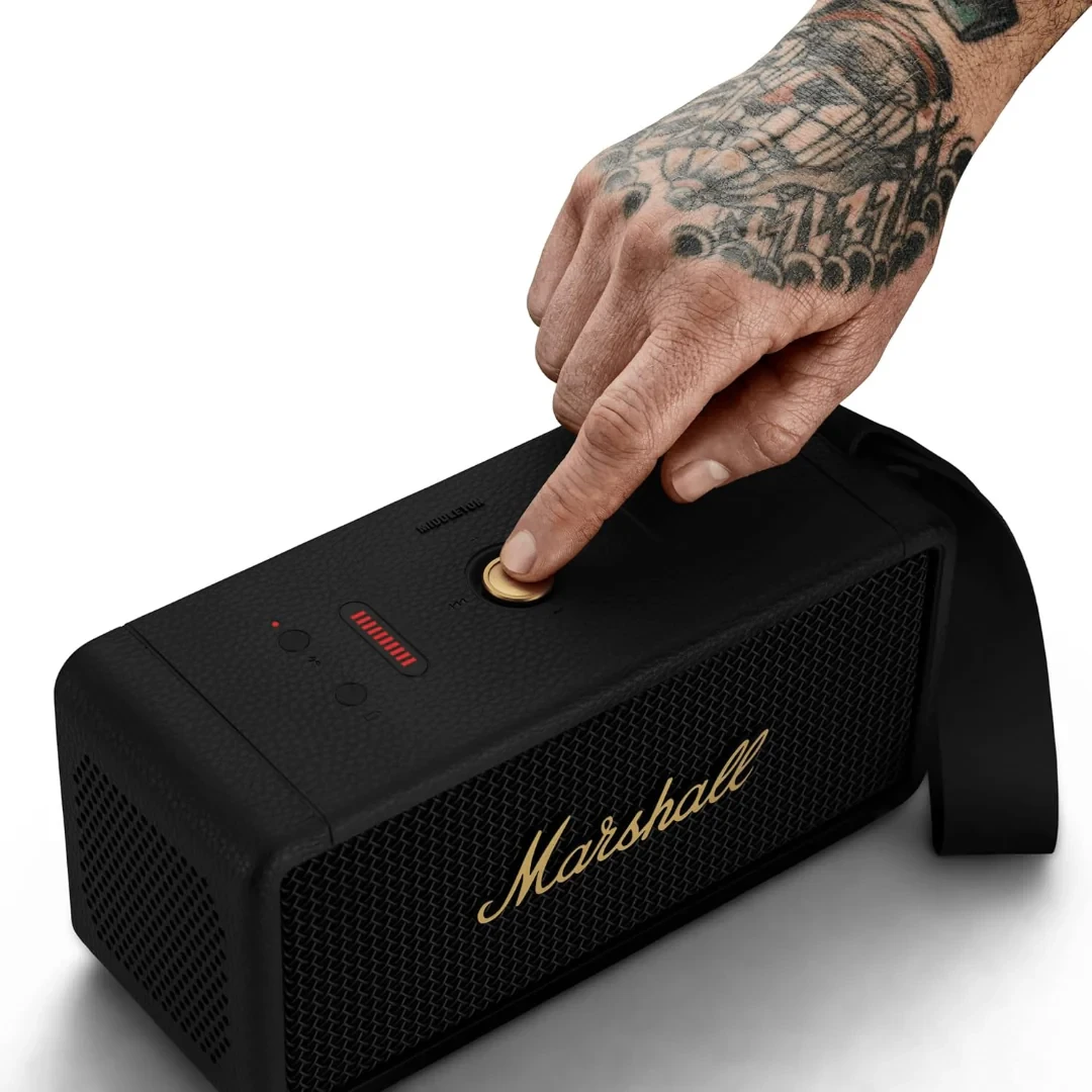 Marshall Middleton Portable Wireless Bluetooth Speaker - Black - Brass