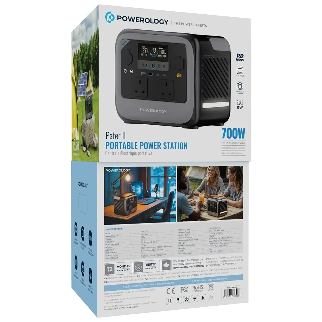 Powerology Portable 472.5Wh Generator 700W - Grey