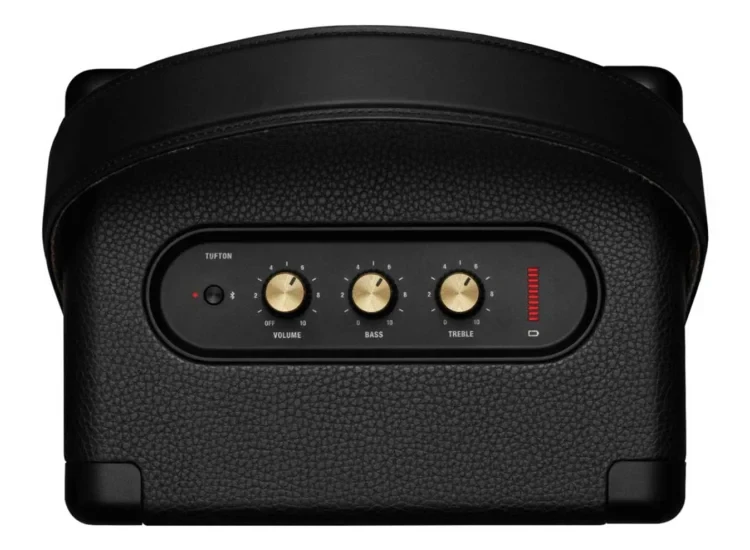 {TUFTON-BK-BRS} Marshall Tufton Portable Wireless Speaker - Black - Brass