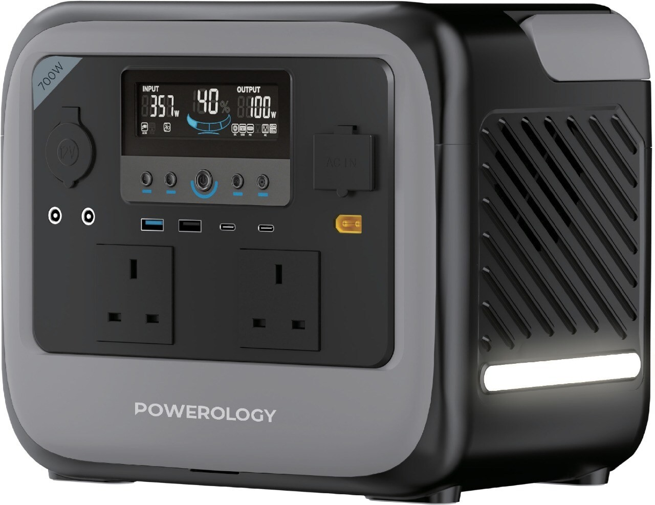 Powerology Portable 472.5Wh Generator 700W - Grey