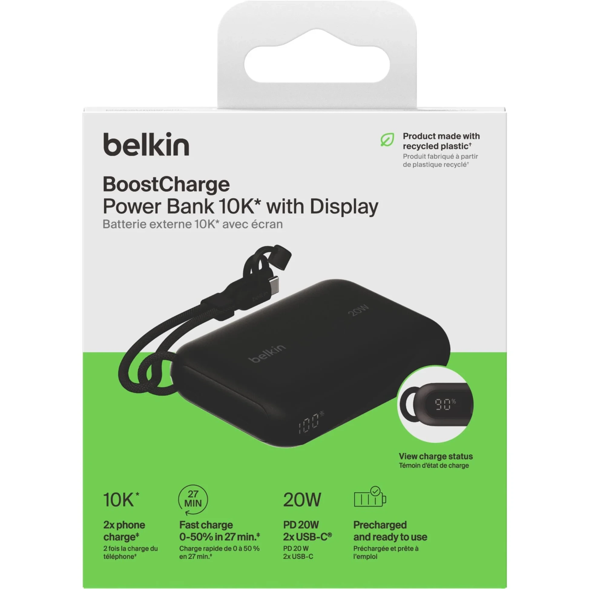 BELKIN 10K PD 20W POWER BANK WITH DISPLAY-BLACK
