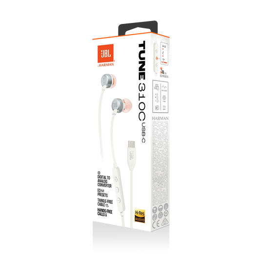 JBL T310C USB-C Wired Earphones - White