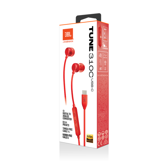 JBL T310C USB-C Wired Earphones - Red