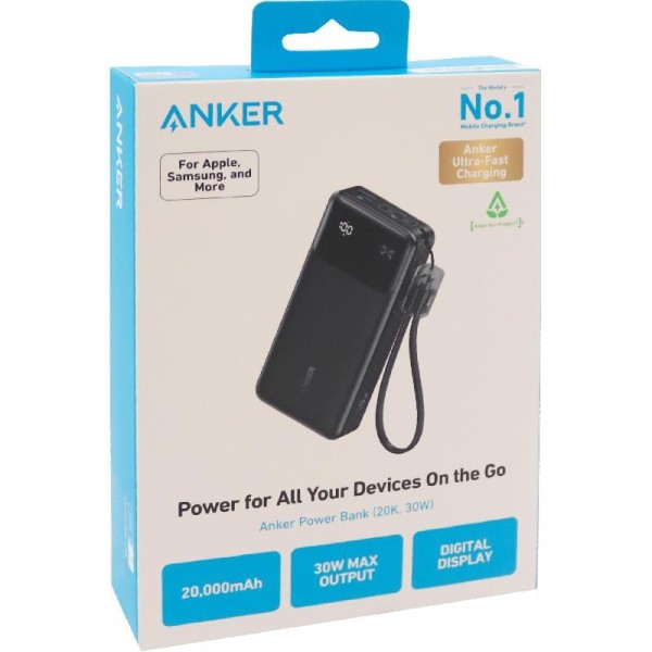 ANKER POWER BANK 20K 30W ON THE GO BLACK